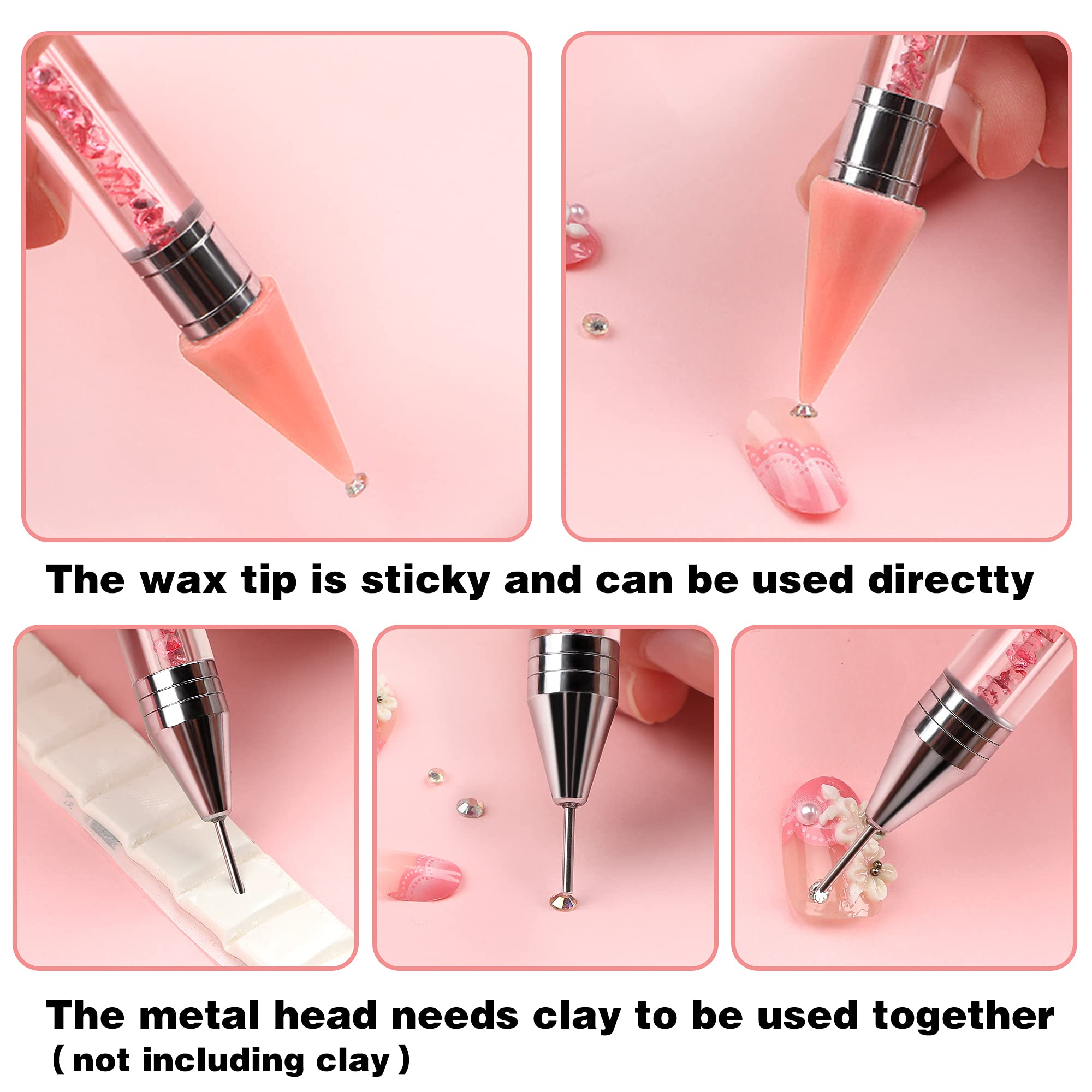 Kaychan stainless steel tip pressing a rhinestone for secure placement