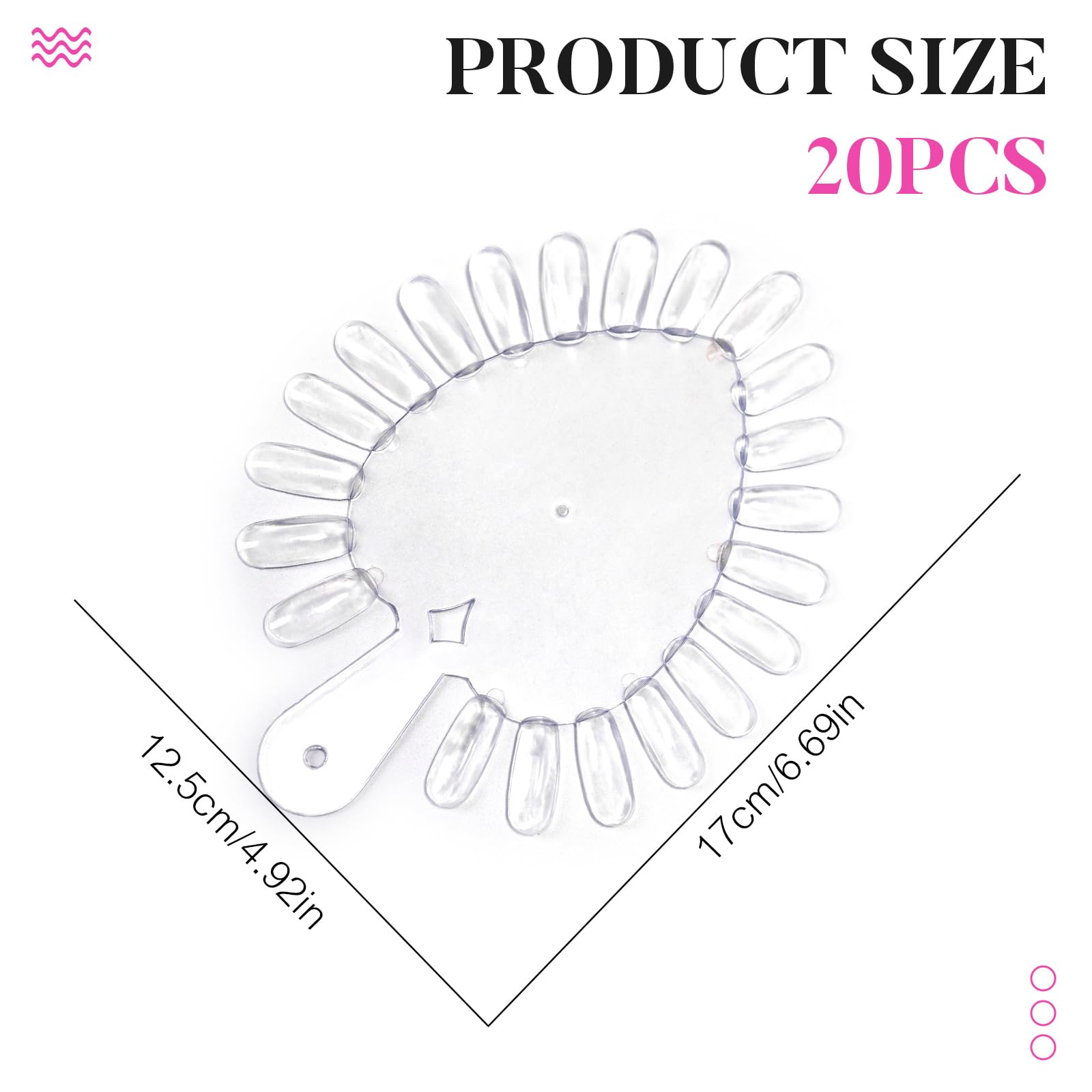 KAZIPOP close-up of 21 plastic tips highlighting tip texture and polish adhesion