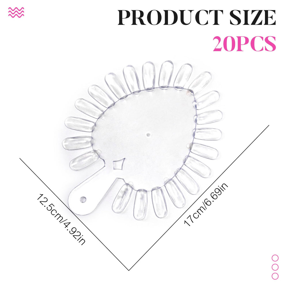 KAZIPOP close-up of 21 plastic tips highlighting tip texture and polish adhesion