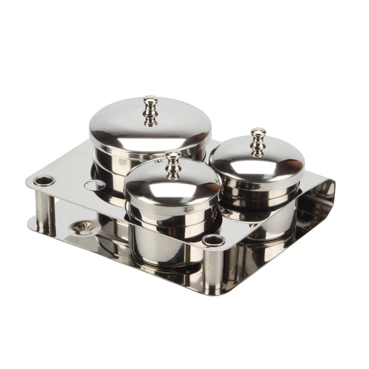 KCGANI front view of three stainless steel cups showing organized storage benefit