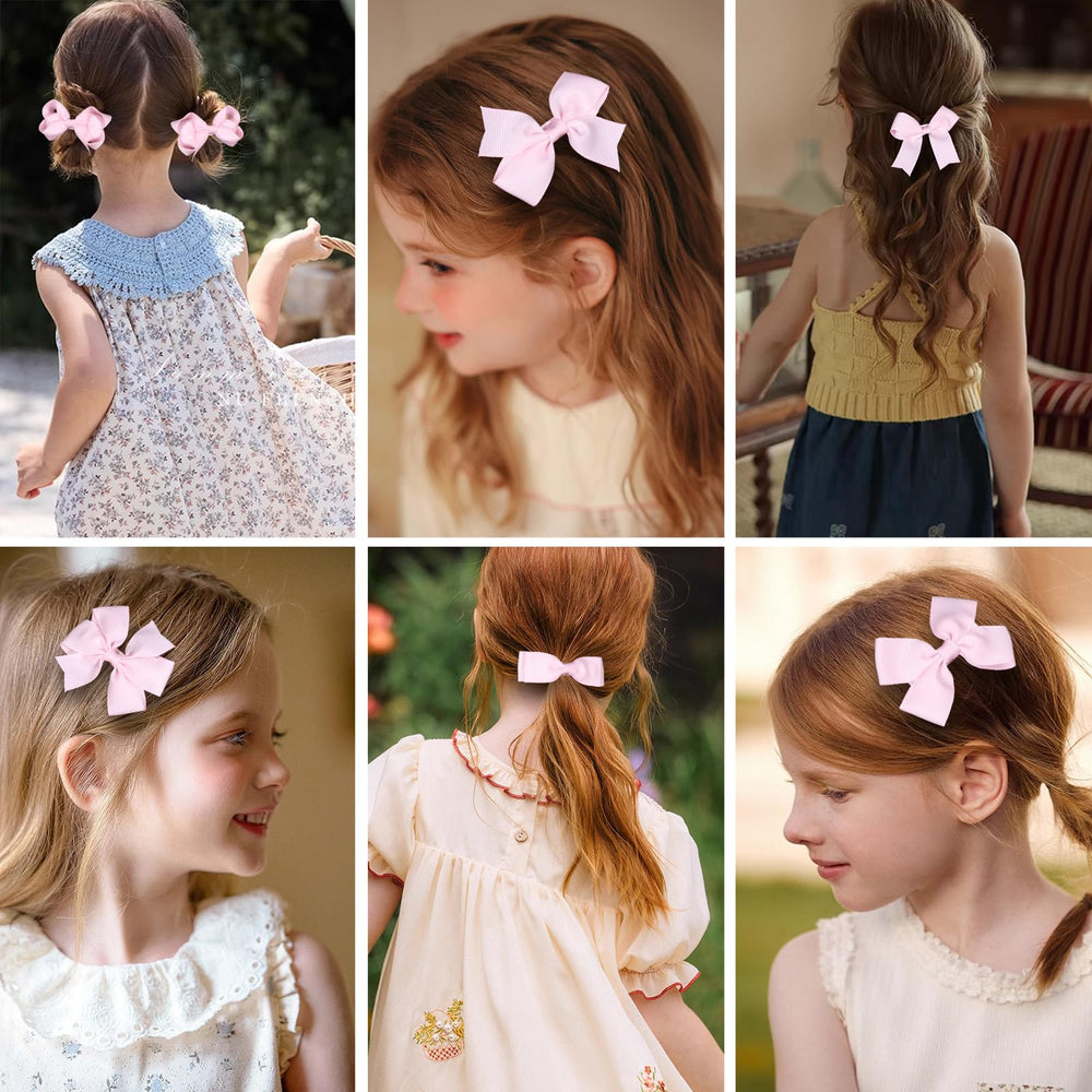 KCHIES bow worn in child's hair, demonstrating pretty styling and everyday wear comfort