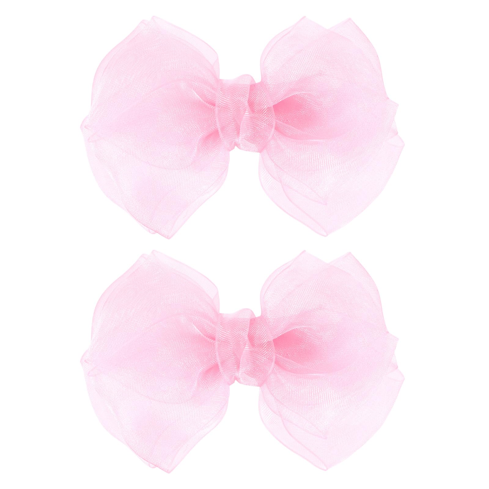 KCHIES pink bows front view showing double tulle design and boutique finish for styling