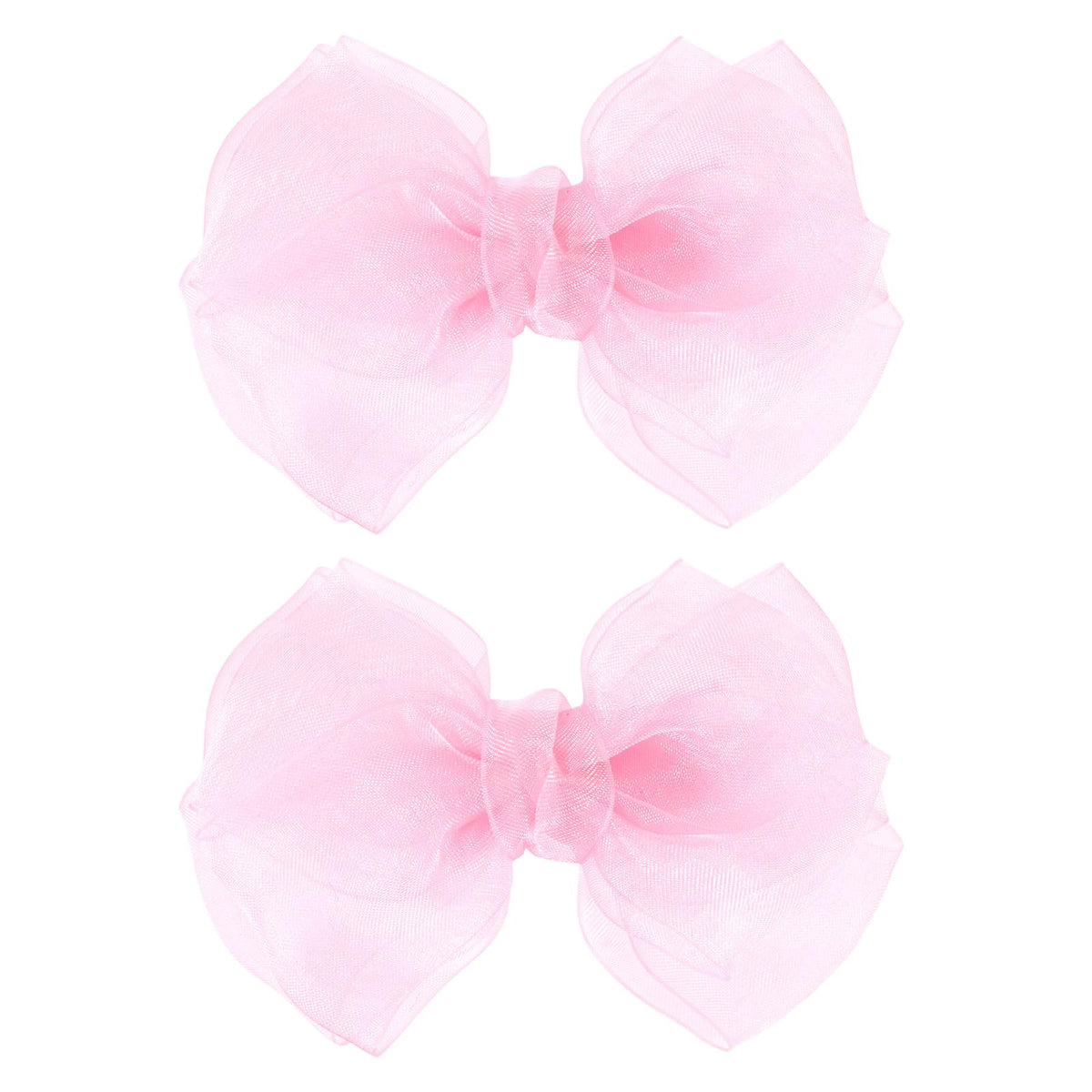 KCHIES pink bows front view showing double tulle design and boutique finish for styling