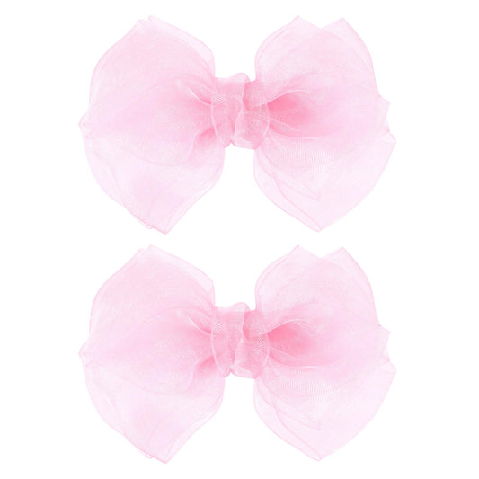 KCHIES pink bows front view showing double tulle design and boutique finish for styling