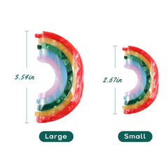 KCHIES rainbow clip worn in half-up hairstyle adding vibrant flair benefit