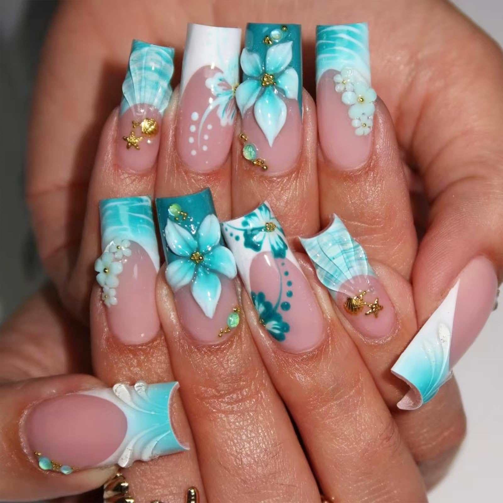 Kcjckcdd close-up of 3D flower detail highlighting textured ocean design benefit