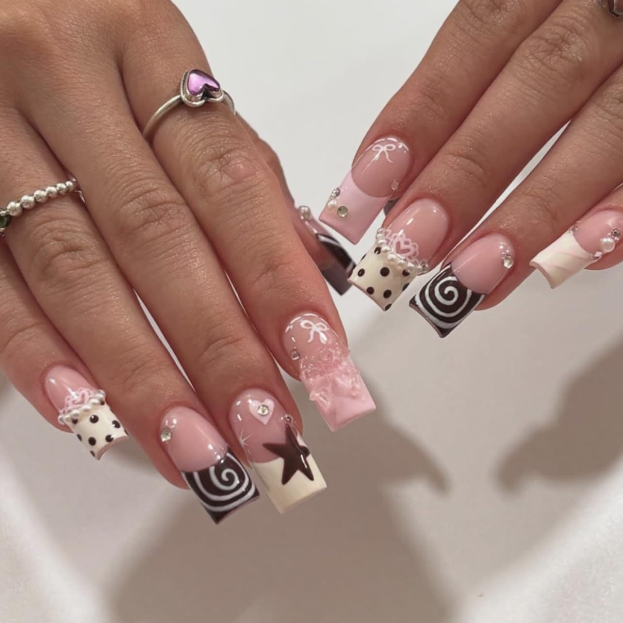 Kcjckcdd front packaging showing 24-piece nail set and accessories for easy application
