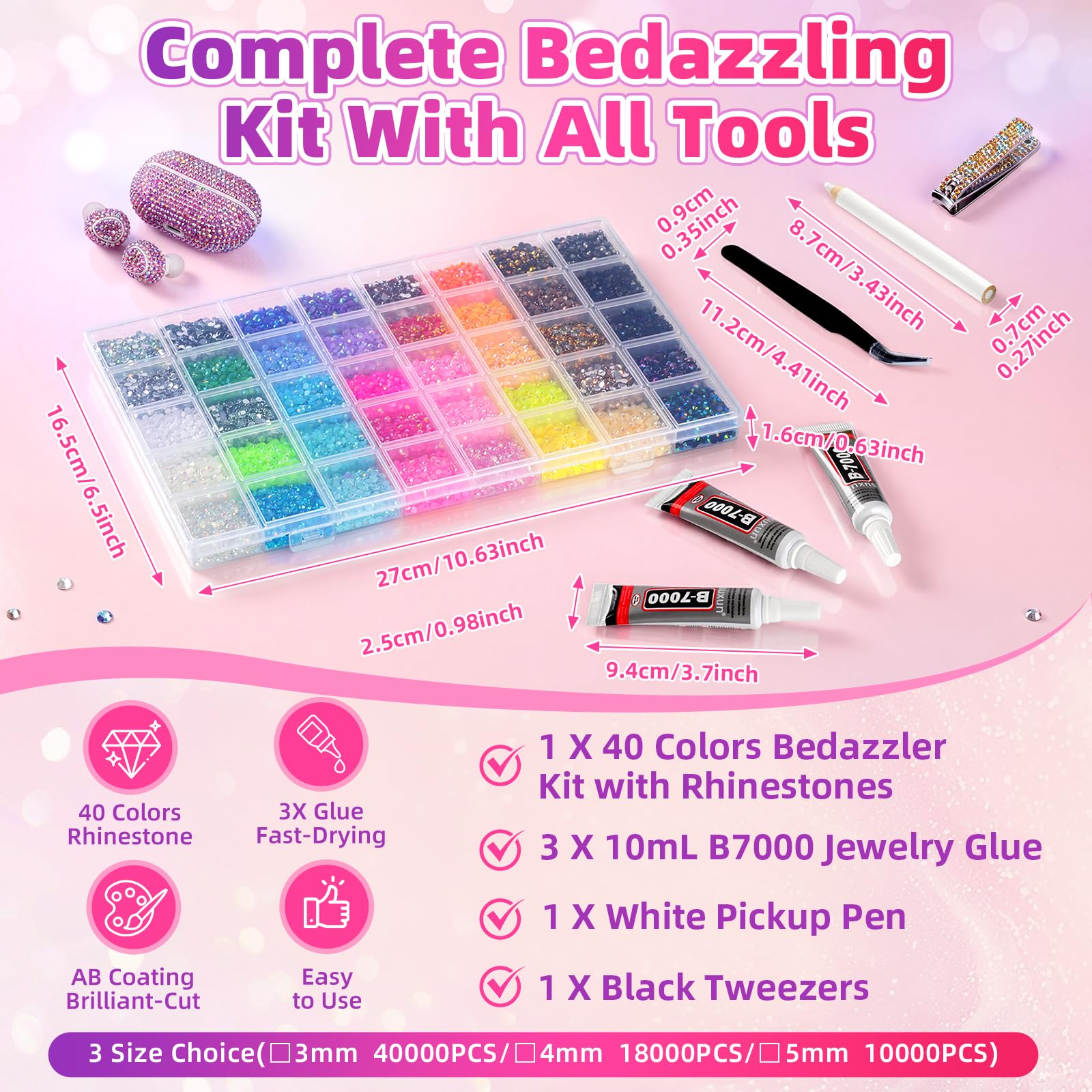 kdpuei rhinestone closeup highlighting 3mm color and bright sparkle