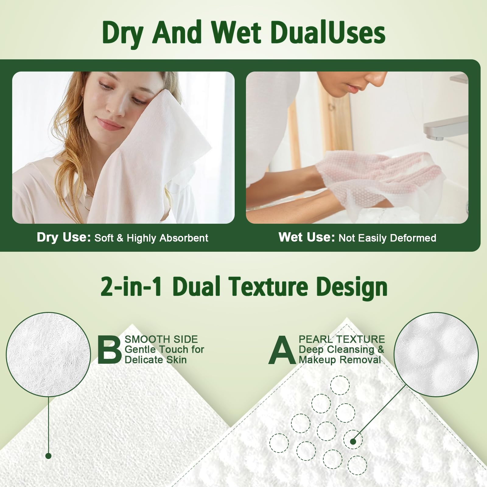KeeiZoes towel held in hand to show size and durable wet strength benefit