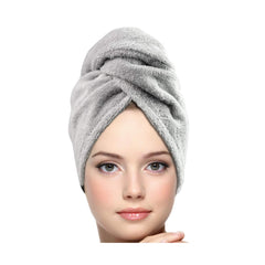 KEEPOZ front view of grey cotton turban showing compact fold and soft plush feel