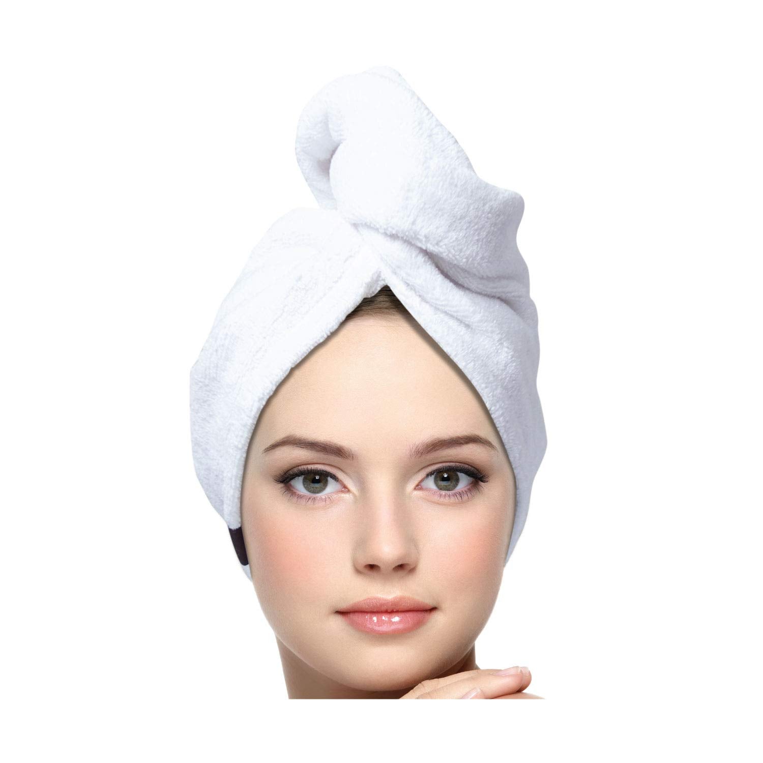 KEEPOZ front view of white turban highlighting clean design and quick-dry benefit