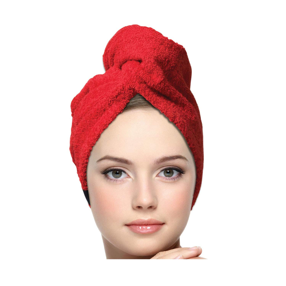 KEEPOZ front view of red cotton turban showing shape and size benefit
