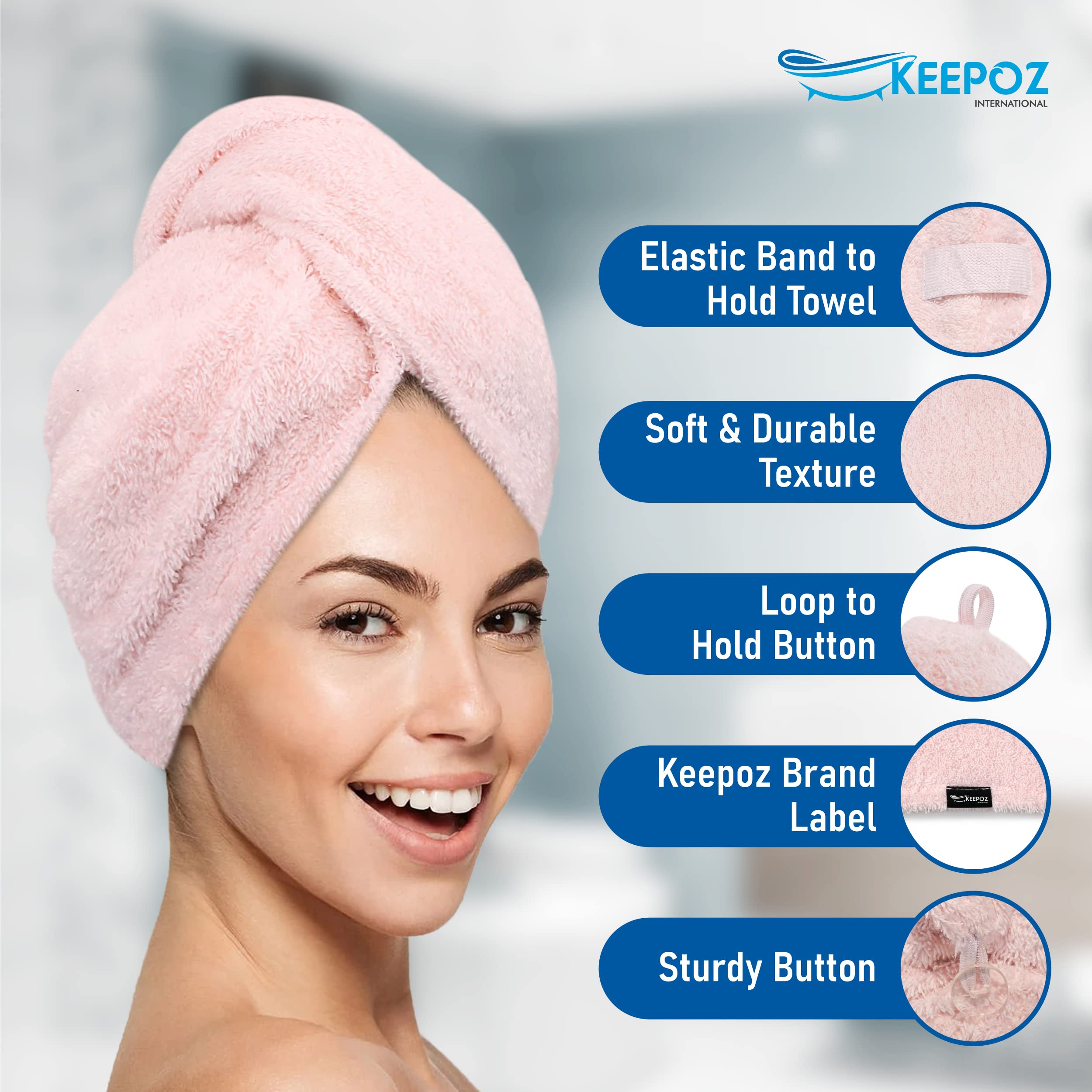 KEEPOZ hand holding folded towel to show scale and travel-friendly compactness
