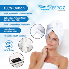 KEEPOZ turban containing long curly hair showing full-size capacity benefit