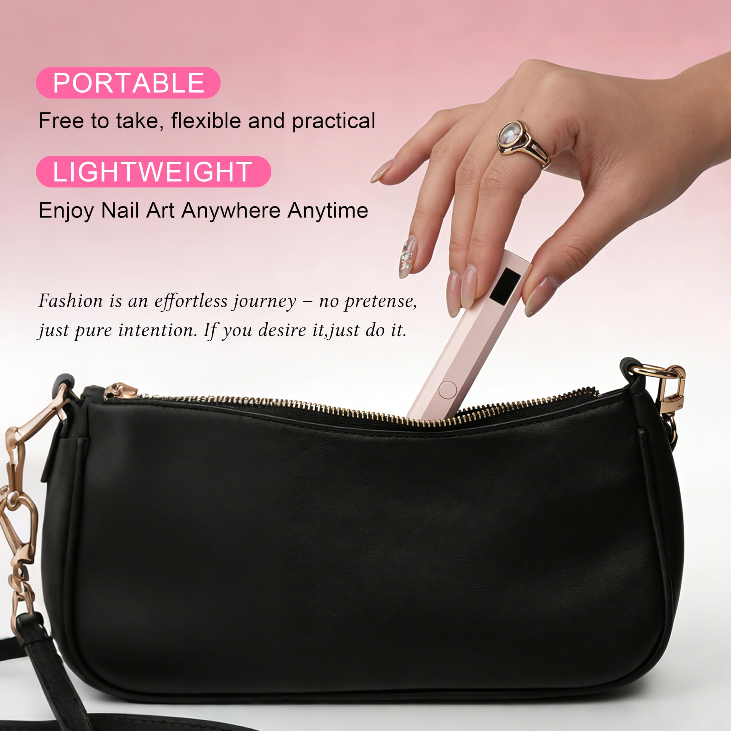 KeepTwenty held next to a hand to show scale and travel-friendly portability