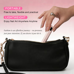 KeepTwenty held next to a hand to show scale and travel-friendly portability