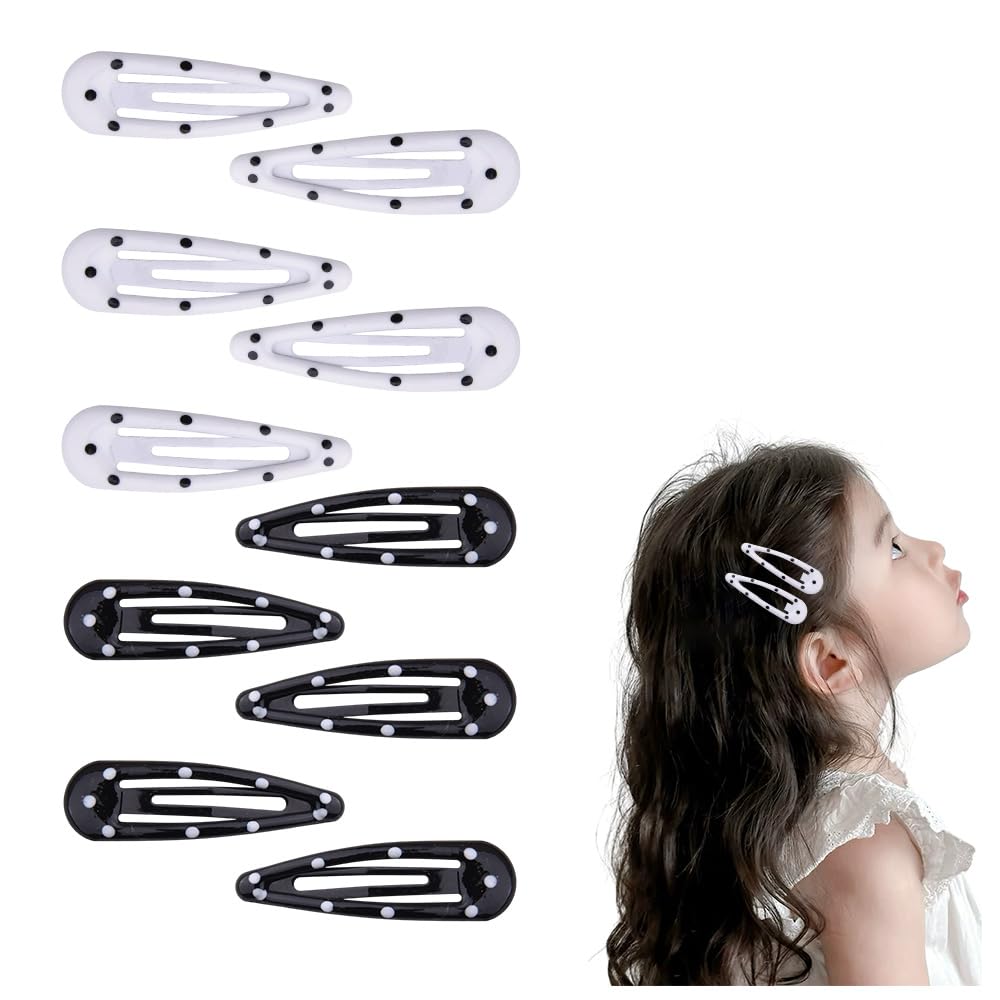 Kefley front view of ten polka dot clips shows playful pattern and neat packaging benefit