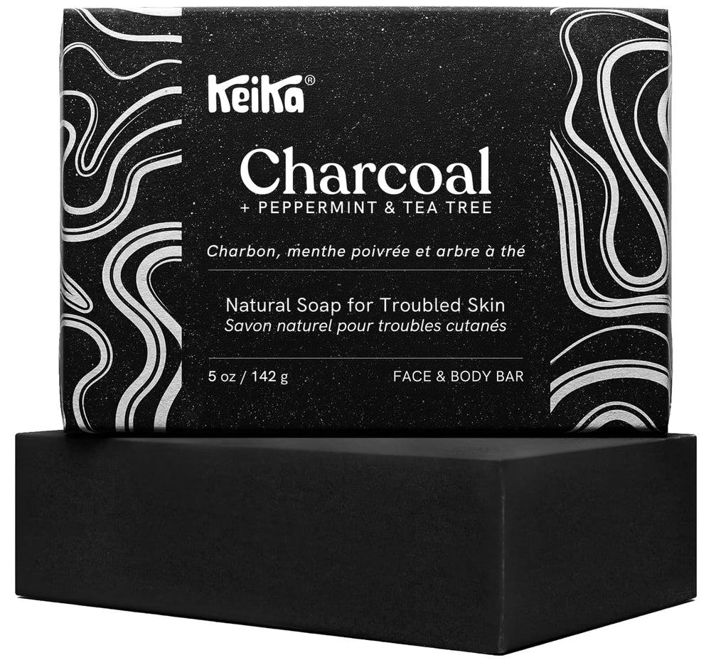 Keika front packaging showing charcoal soap and detoxifying benefits