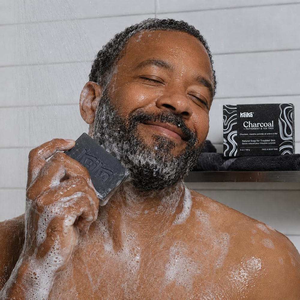 Keika shaving lather in hand demonstrating smooth shave protection