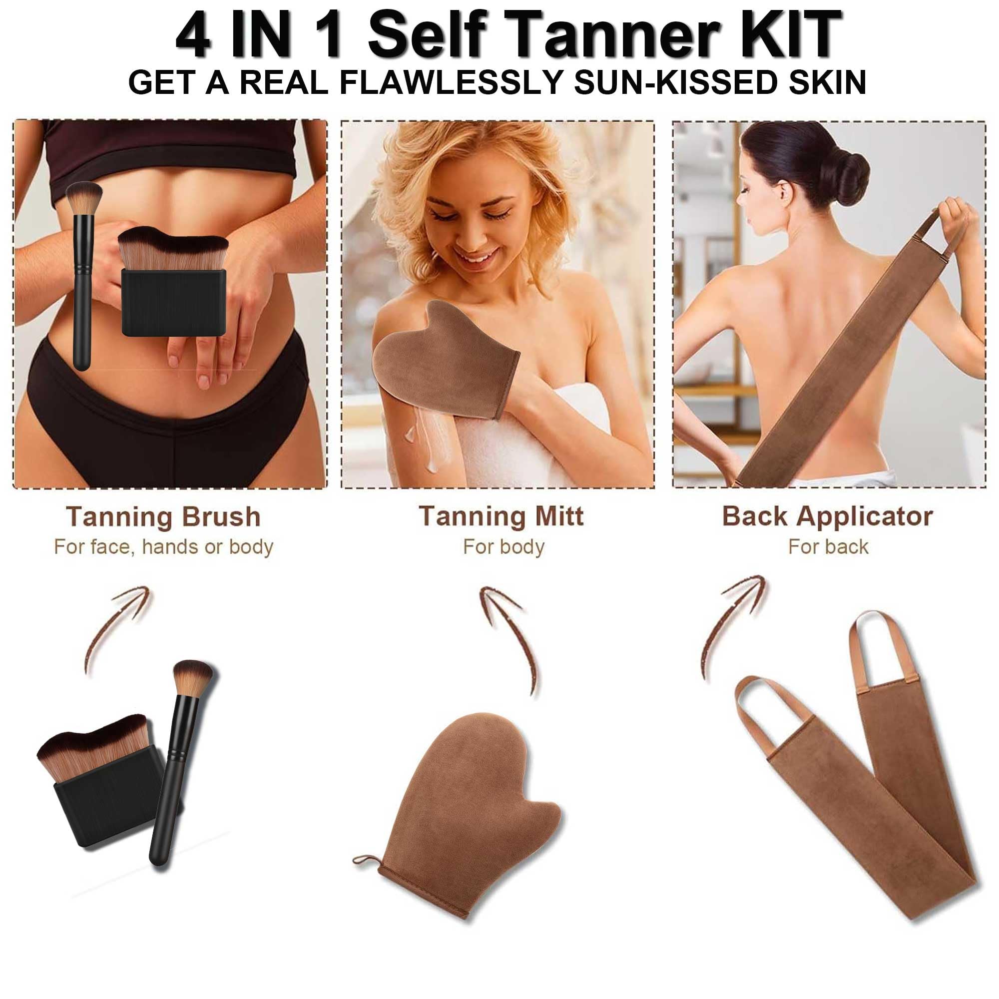 KELILO body brush blending self-tanner on lower leg for natural transitions