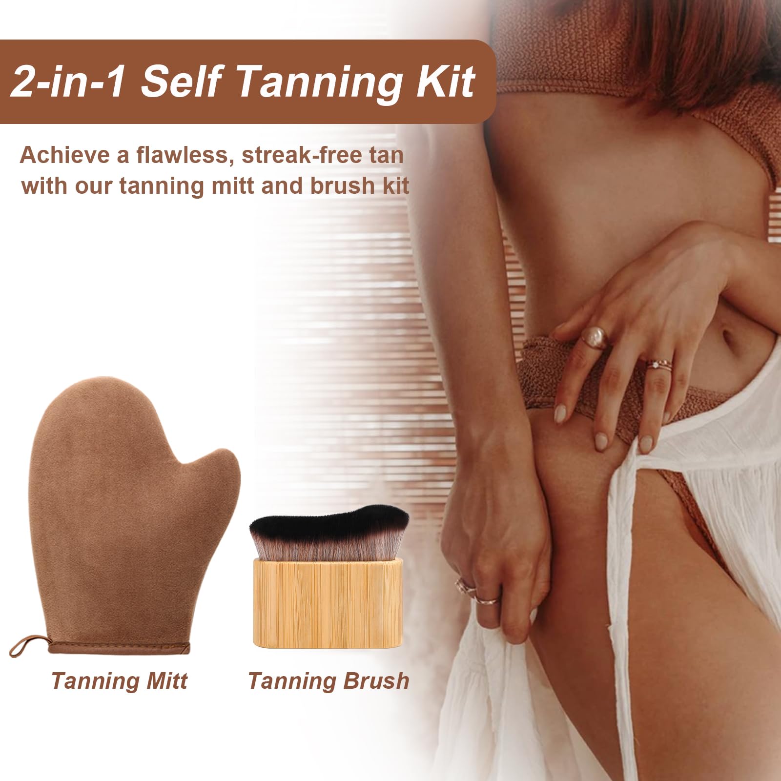 KELILO kit on bathroom vanity illustrating easy at-home tanning benefit