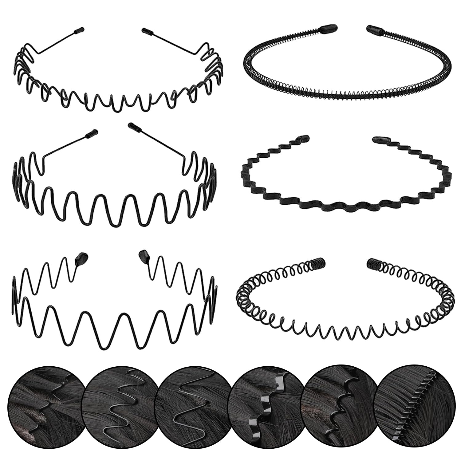 KELUBATU front view of six-pack metal headbands showing value