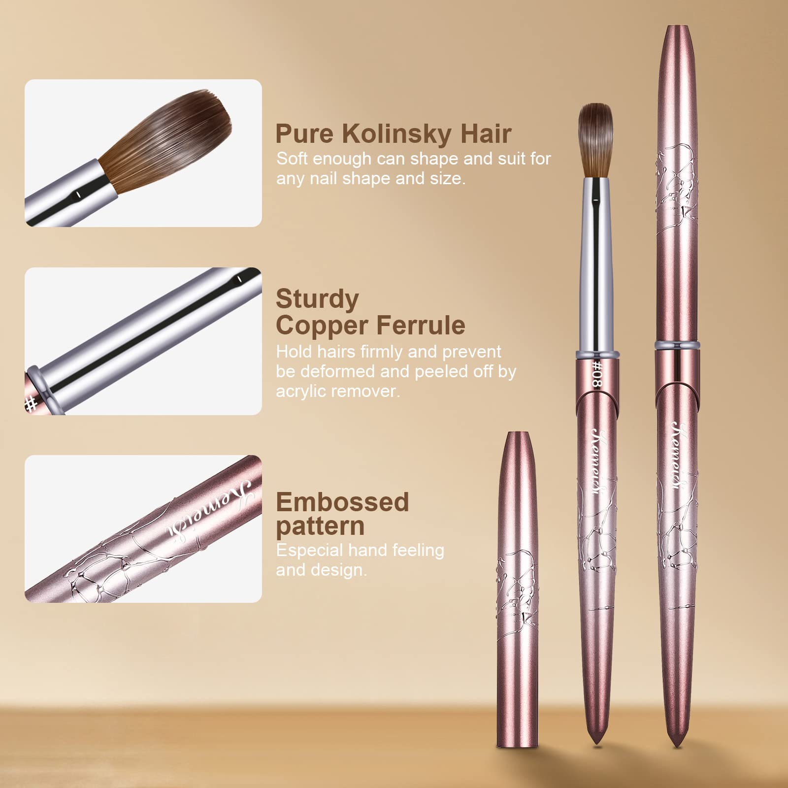 KEMEISI closeup of Kolinsky oval bristles showing soft controlled pickup