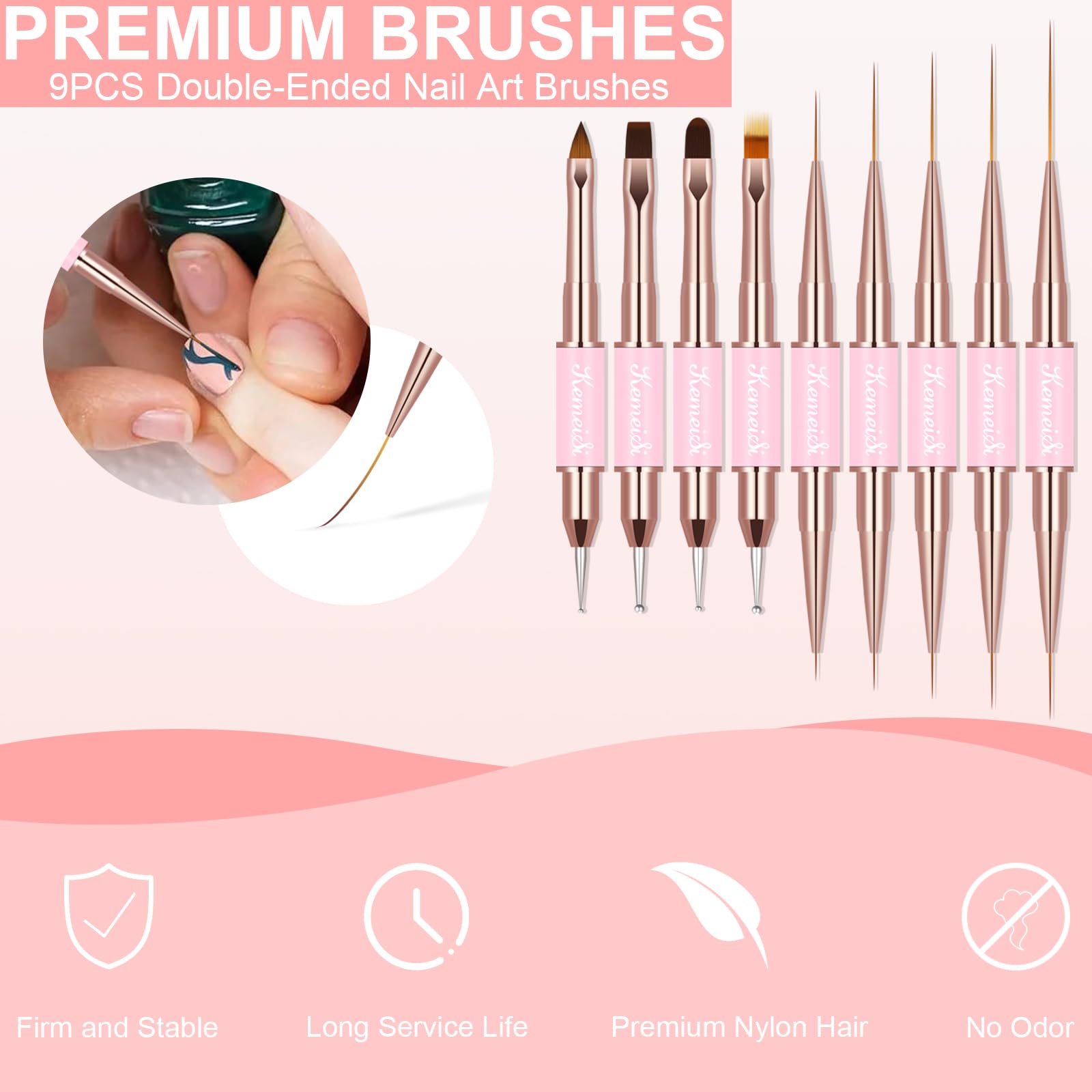 KEMEISI double-ended pens display illustrating two tool functions per brush
