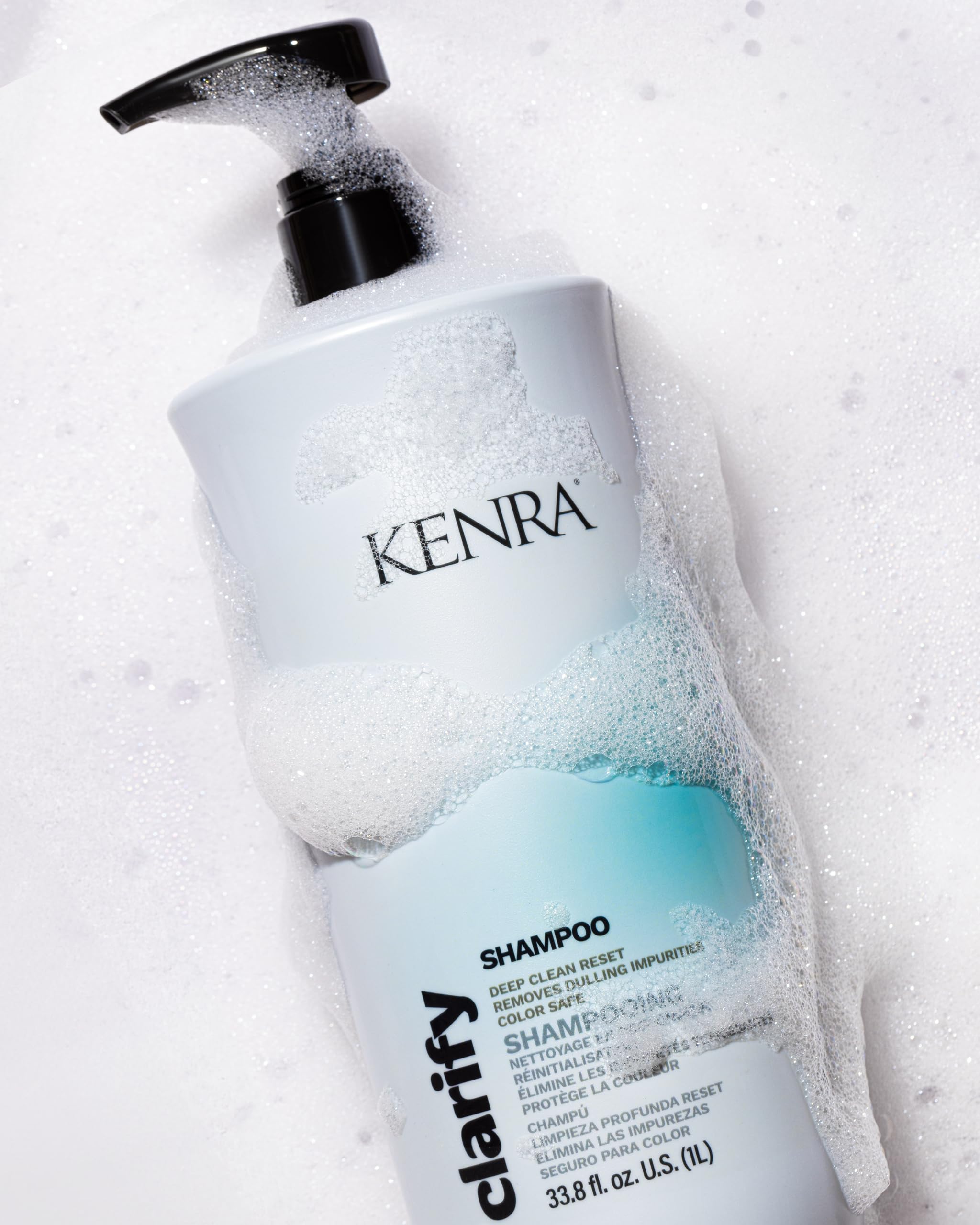 Kenra Clarify Shampoo in shower used to rinse away buildup