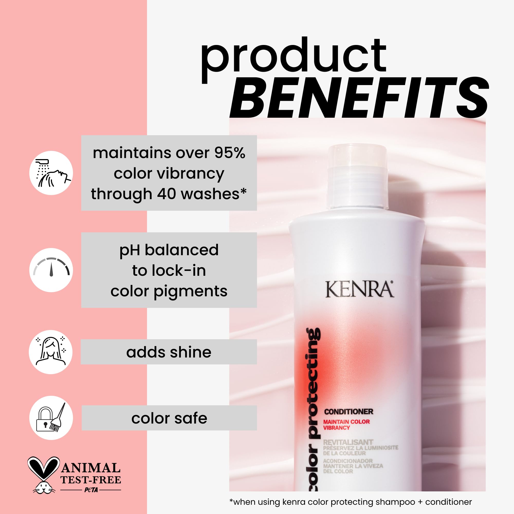 Kenra conditioner pump dispensing product demonstrating easy single-handed use and control