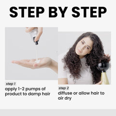 Kenra in-hand application smoothing cream into damp curls for control