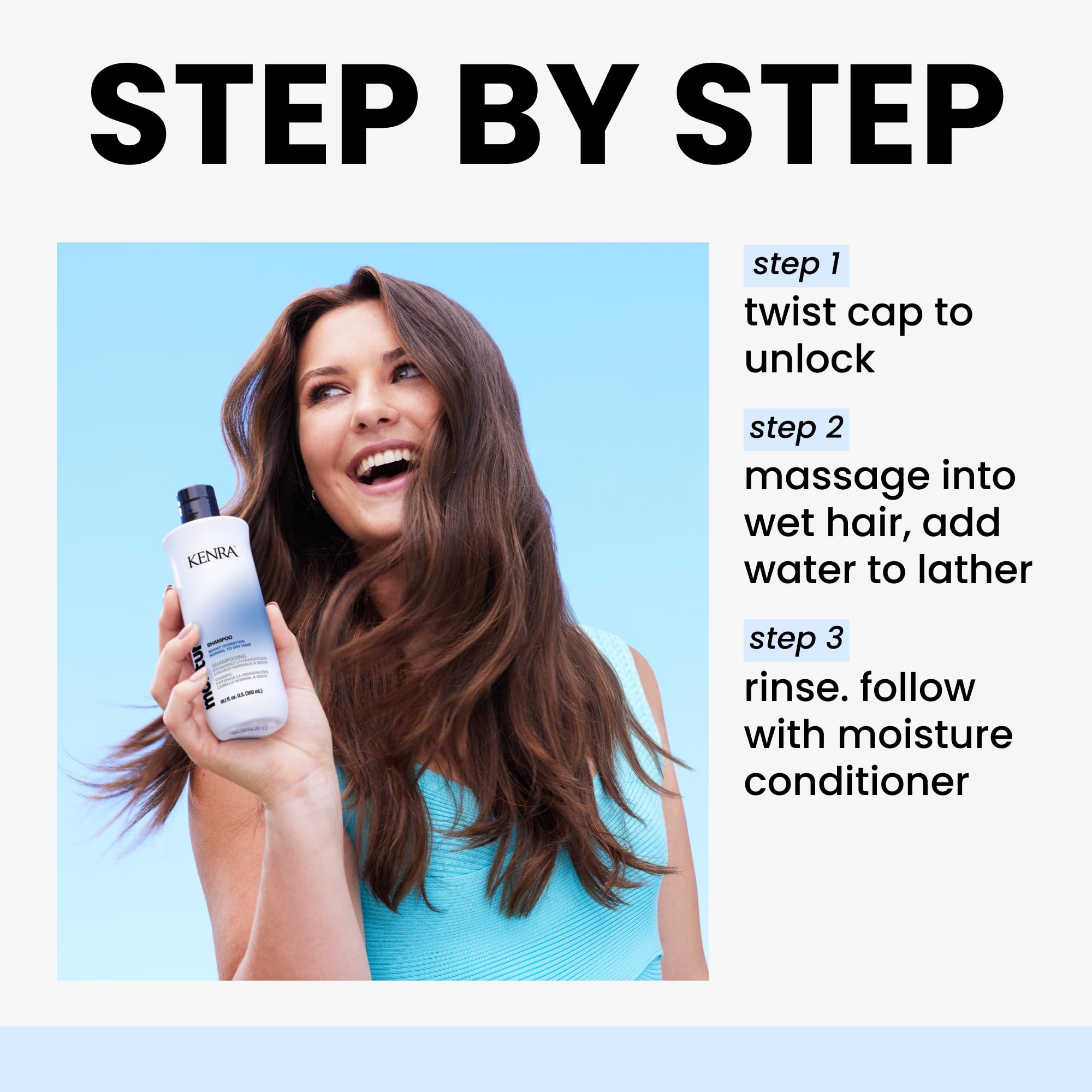Kenra shampoo lathering on hair in shower promoting effortless detangling