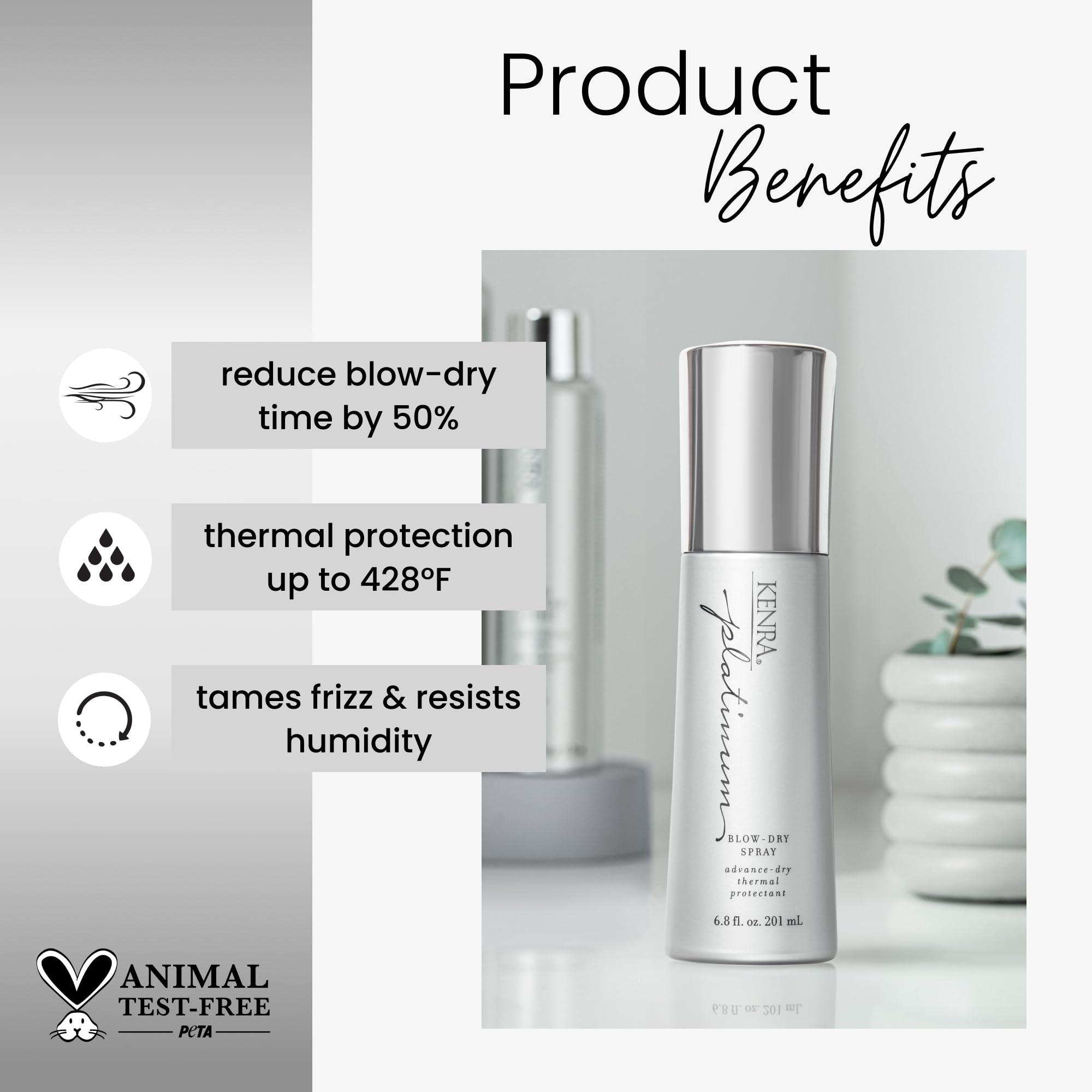 Kenra nozzle close-up highlighting fine mist for even coverage