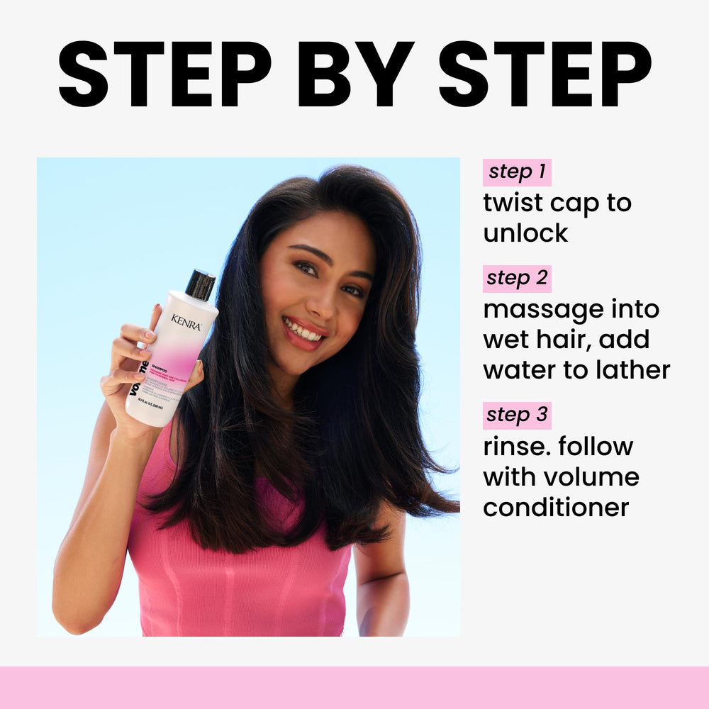 Kenra shampoo texture on hand, demonstrates lightweight formula and glide