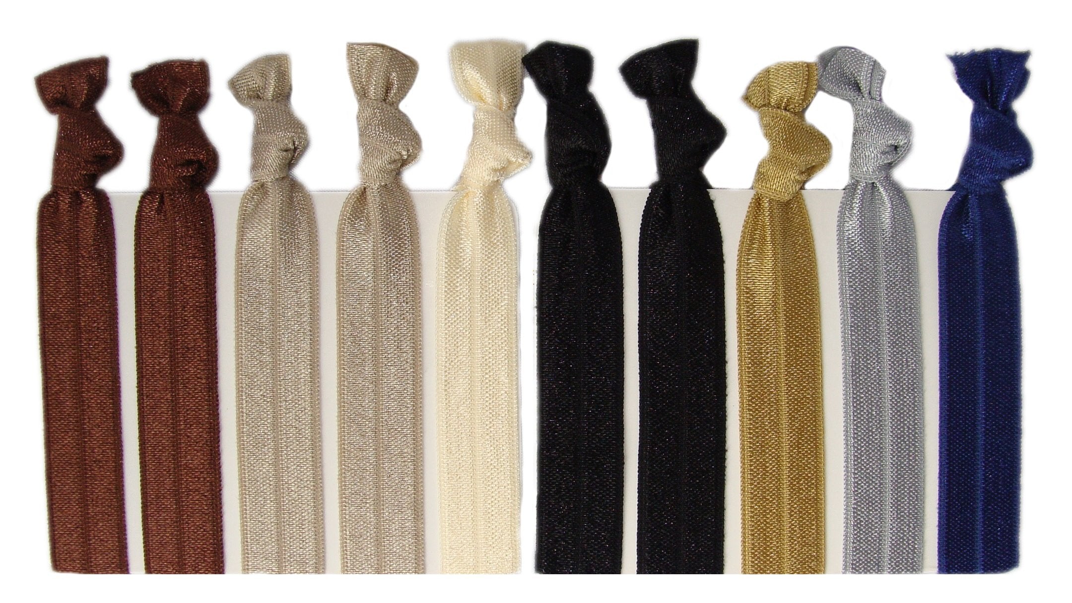 Kenz Laurenz packaging front view shows 10 neutral hair ties, easy selection benefit