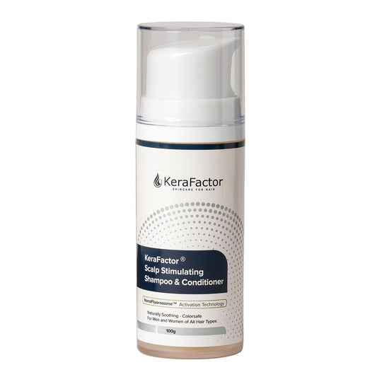 KeraFactor front bottle 100ml showing compact travel-friendly size and label benefit