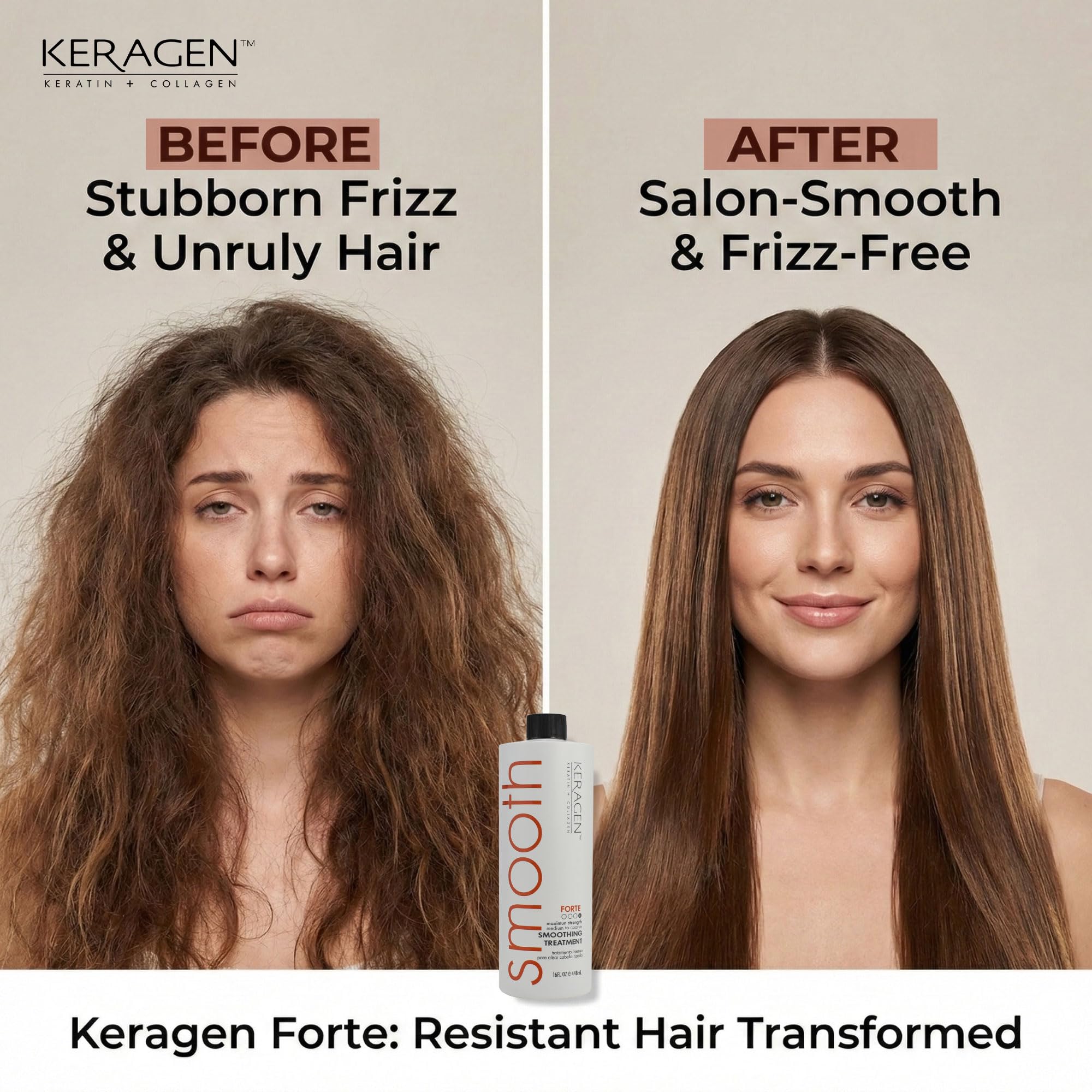 KERAGEN Forte cream texture poured on palm to show thickness and easy spreadability
