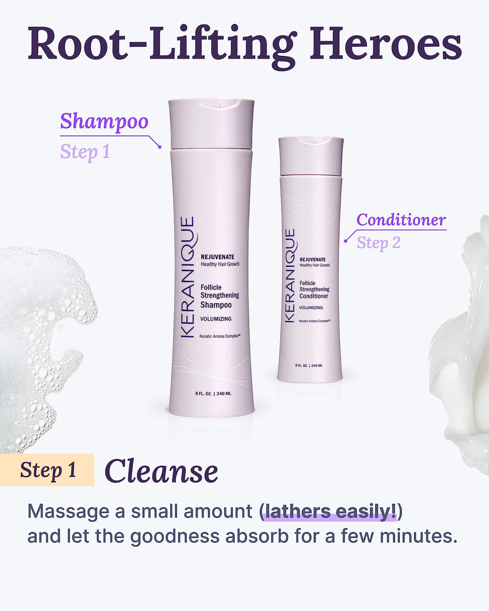 Keranique bottle on bathroom shelf styled to show clean-beauty aesthetic
