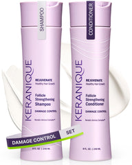 Keranique front packaging showing shampoo and conditioner benefits
