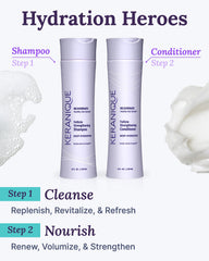 Keranique keratin amino complex close-up showing strengthening effect