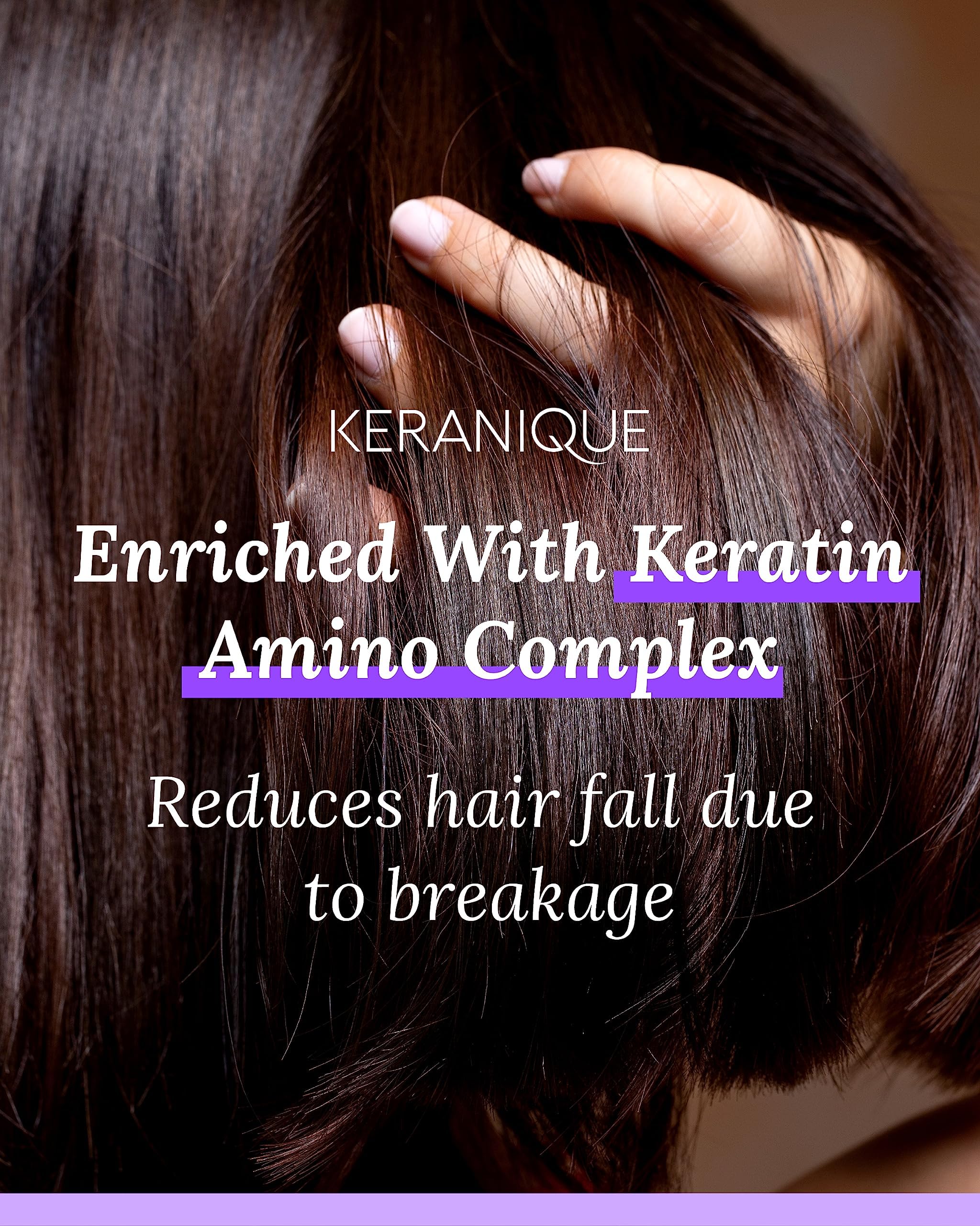 Keranique spray on hair creating textured lift and enhanced body