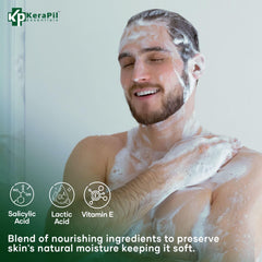KERAPIL applied to feet illustrating antifungal‑focused cleansing support