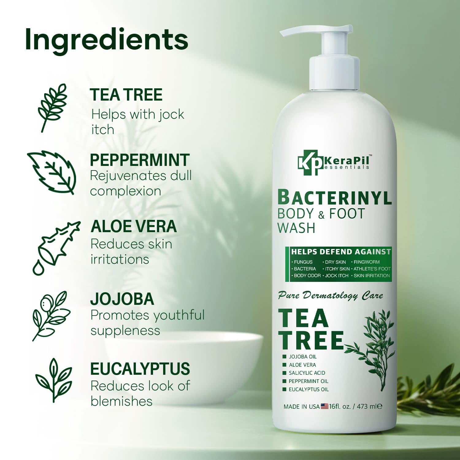 KERAPIL wash texture pouring from bottle demonstrating gentle cleanse