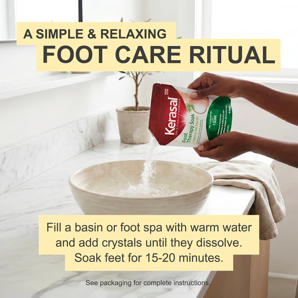 Kerasal soak in an electric foot spa demonstrating convenience and relaxing home treatment