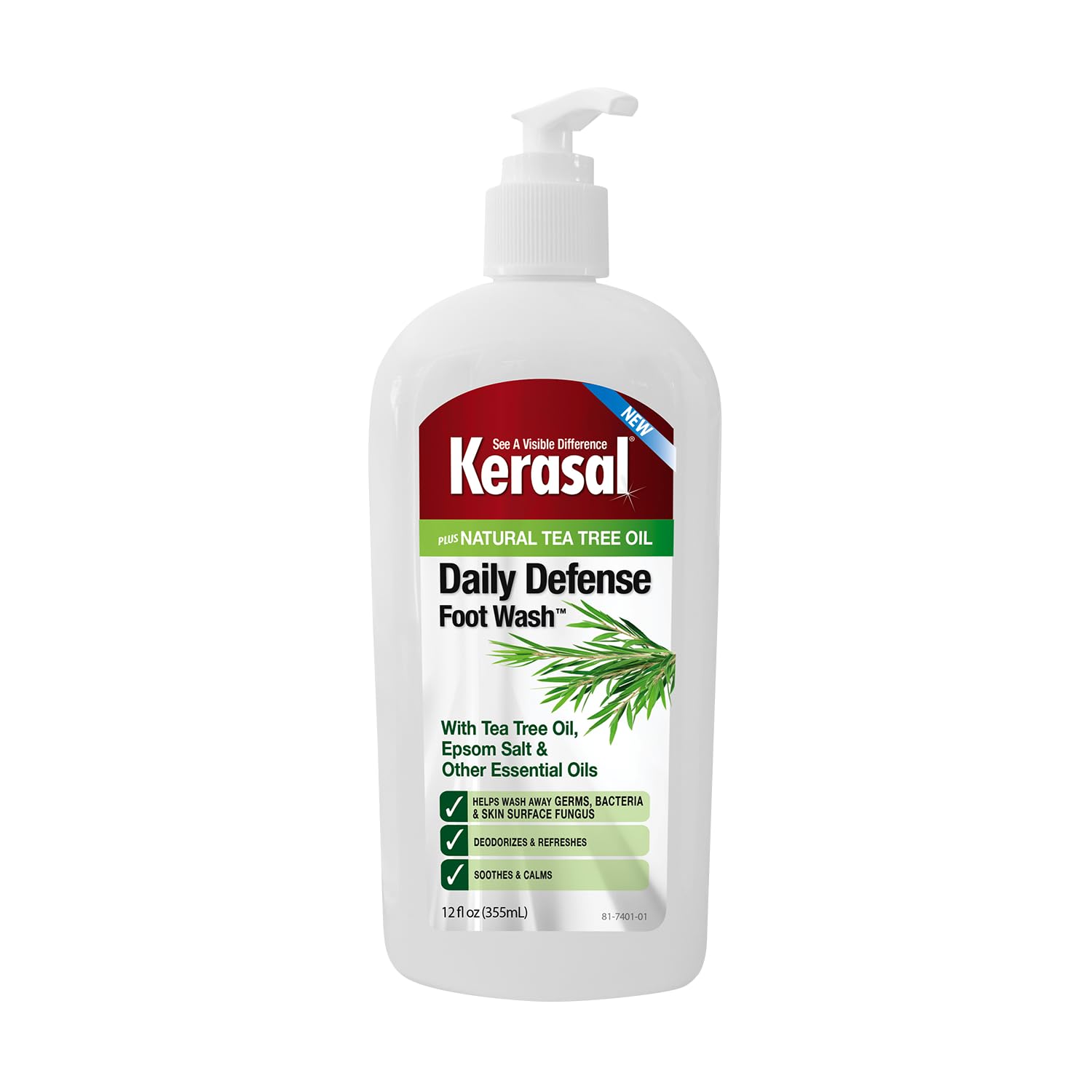 Kerasal front pump bottle showing label and easy dispensing benefit