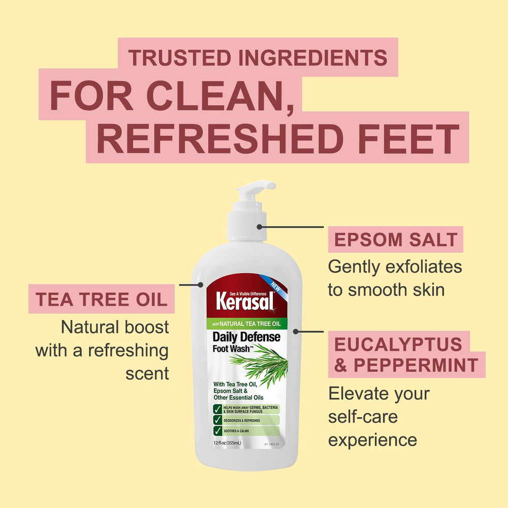 Kerasal used in shower on feet showing effective rinse-off benefit