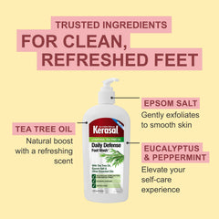 Kerasal used in shower on feet showing effective rinse-off benefit