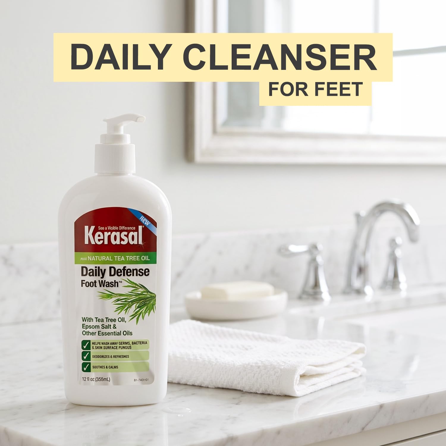 Kerasal pouring wash texture close-up demonstrating gentle cleansing benefit