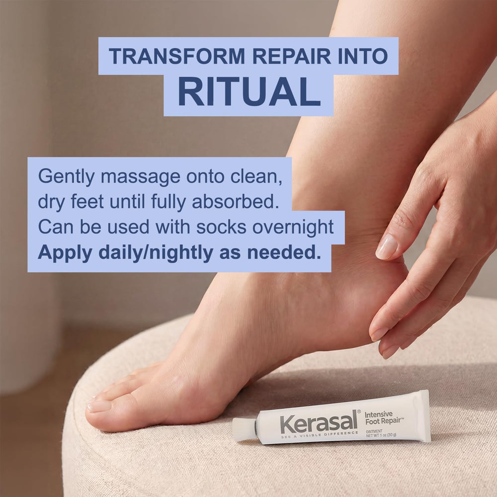 Kerasal 1 oz tube next to ruler showing compact travel-friendly size