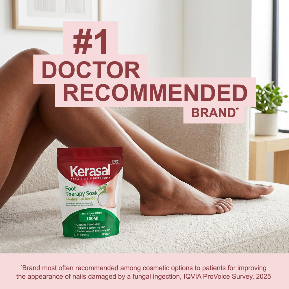 Kerasal bag next to a ruler to show 2 lb size and portability for multiple treatments